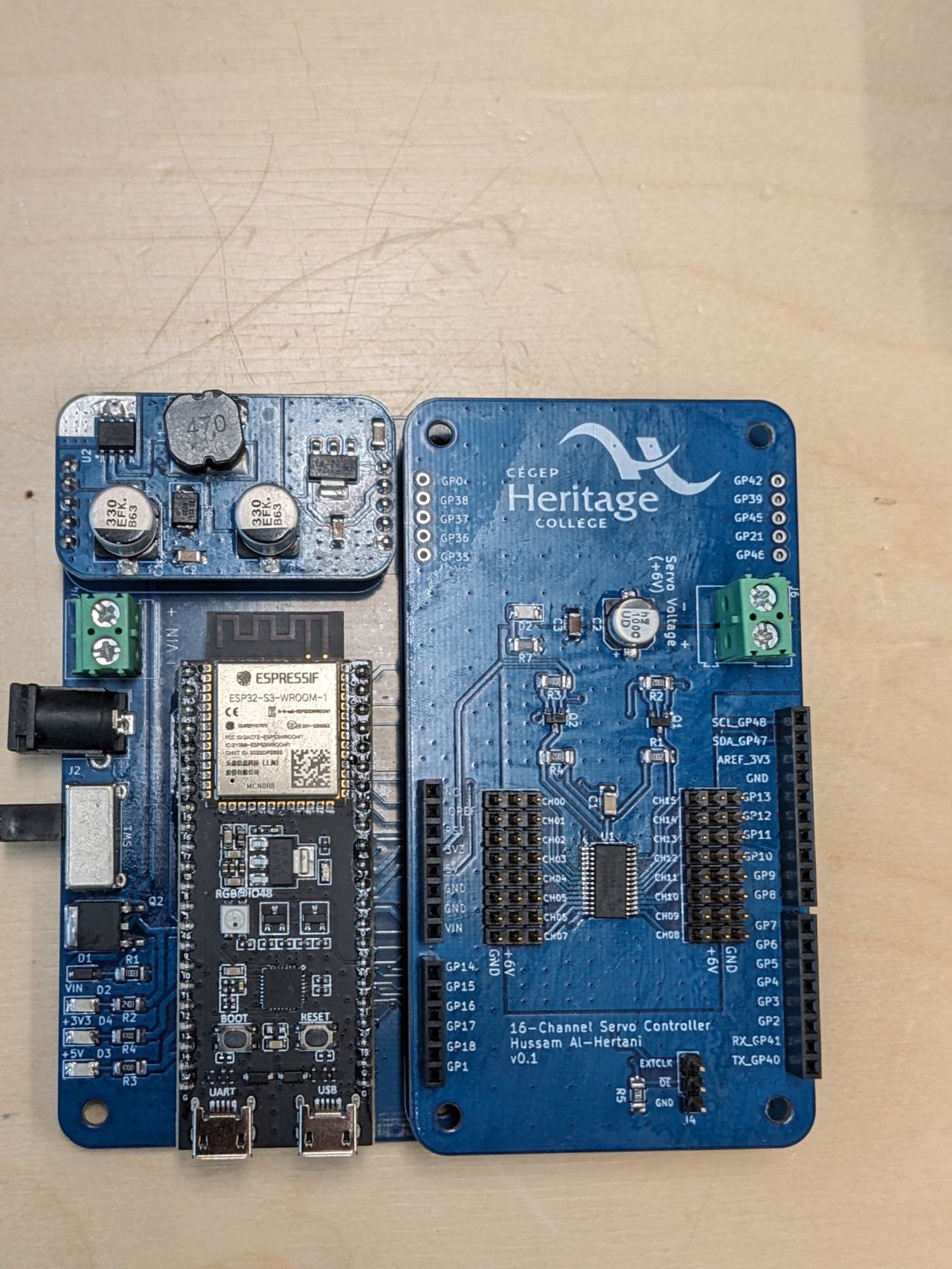 Figure 2. My PCA9685 Arduino shield / daughterboard plugged into the IOT Innovation Platform