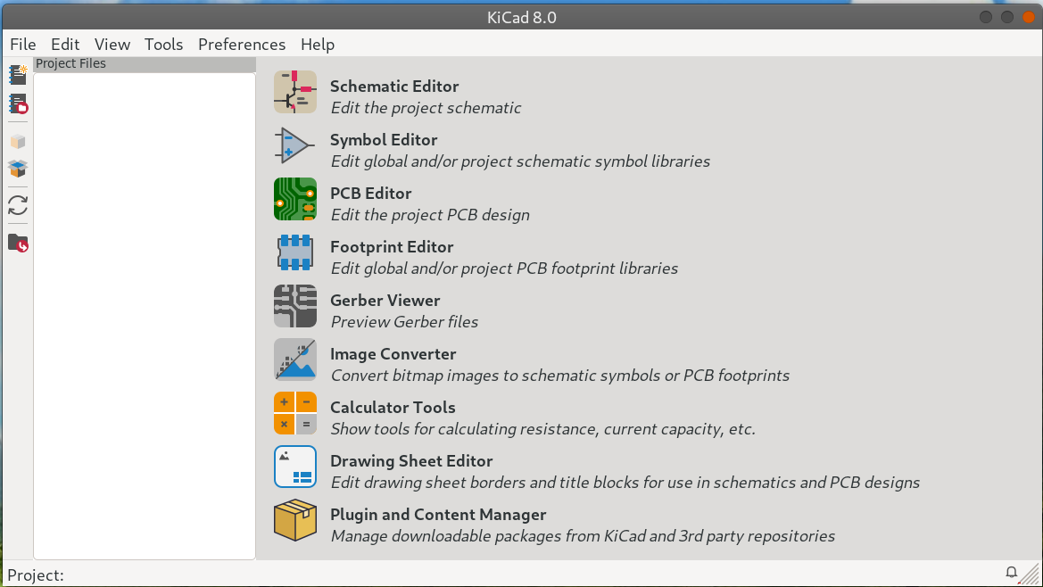 Figure 4: Main KiCad window