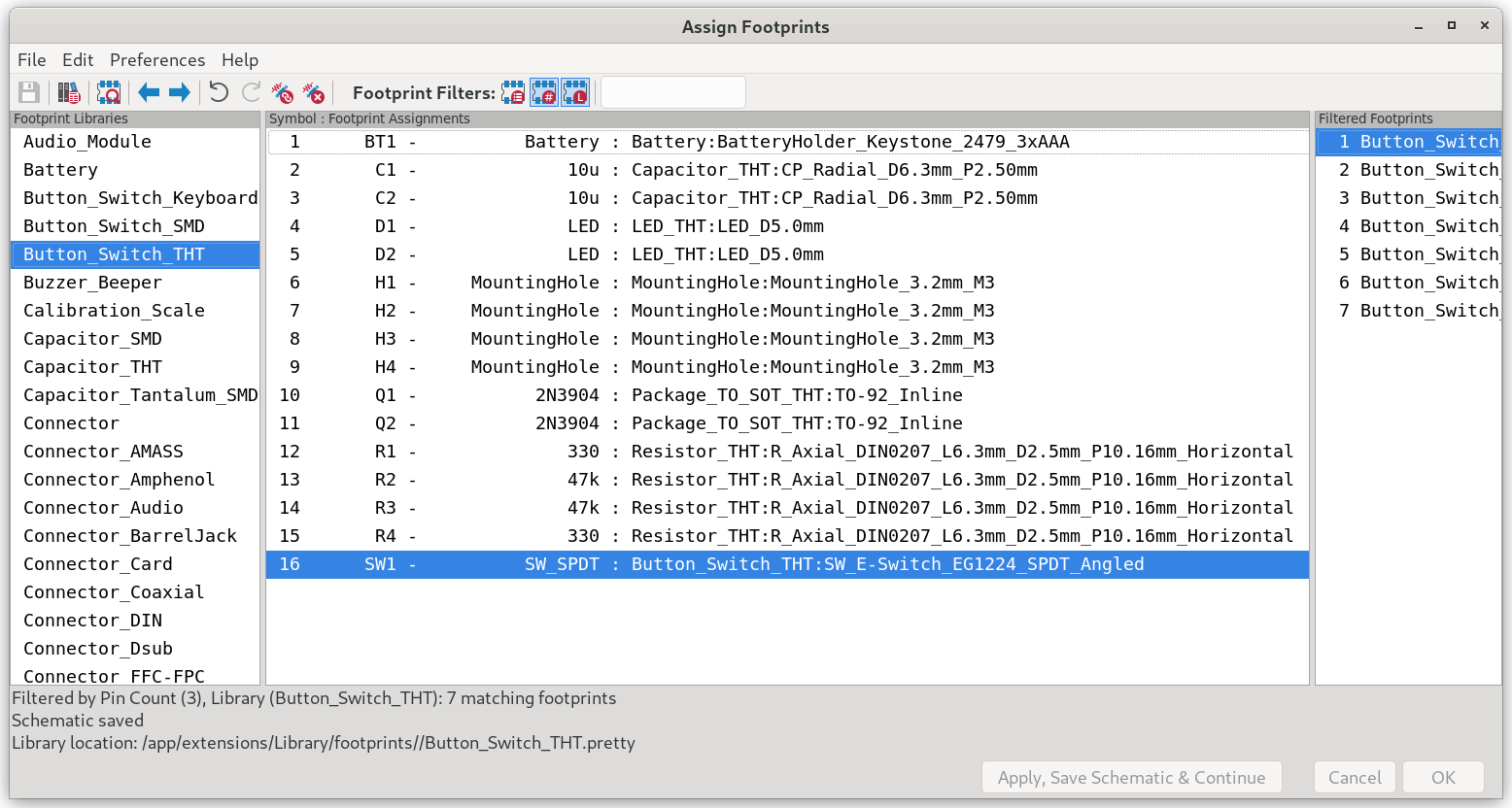 Figure 14: Assign footprints dialog with All Symbols assigned