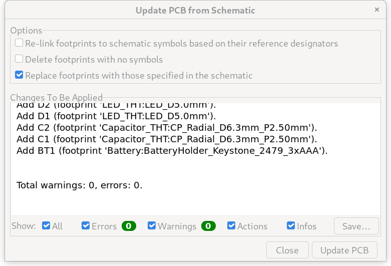 Figure 3: Update from PCB Dialog