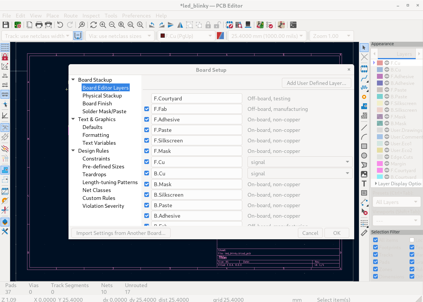 Figure 5: Board Setup - Board Editor Layers